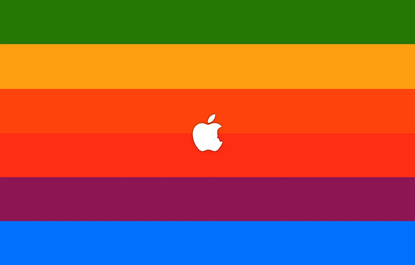 Фото обои знак, краски, apple, минимализм, colors, лого, logo, minimalism, sign, бренд, brand, 2560x1600, steve jobs