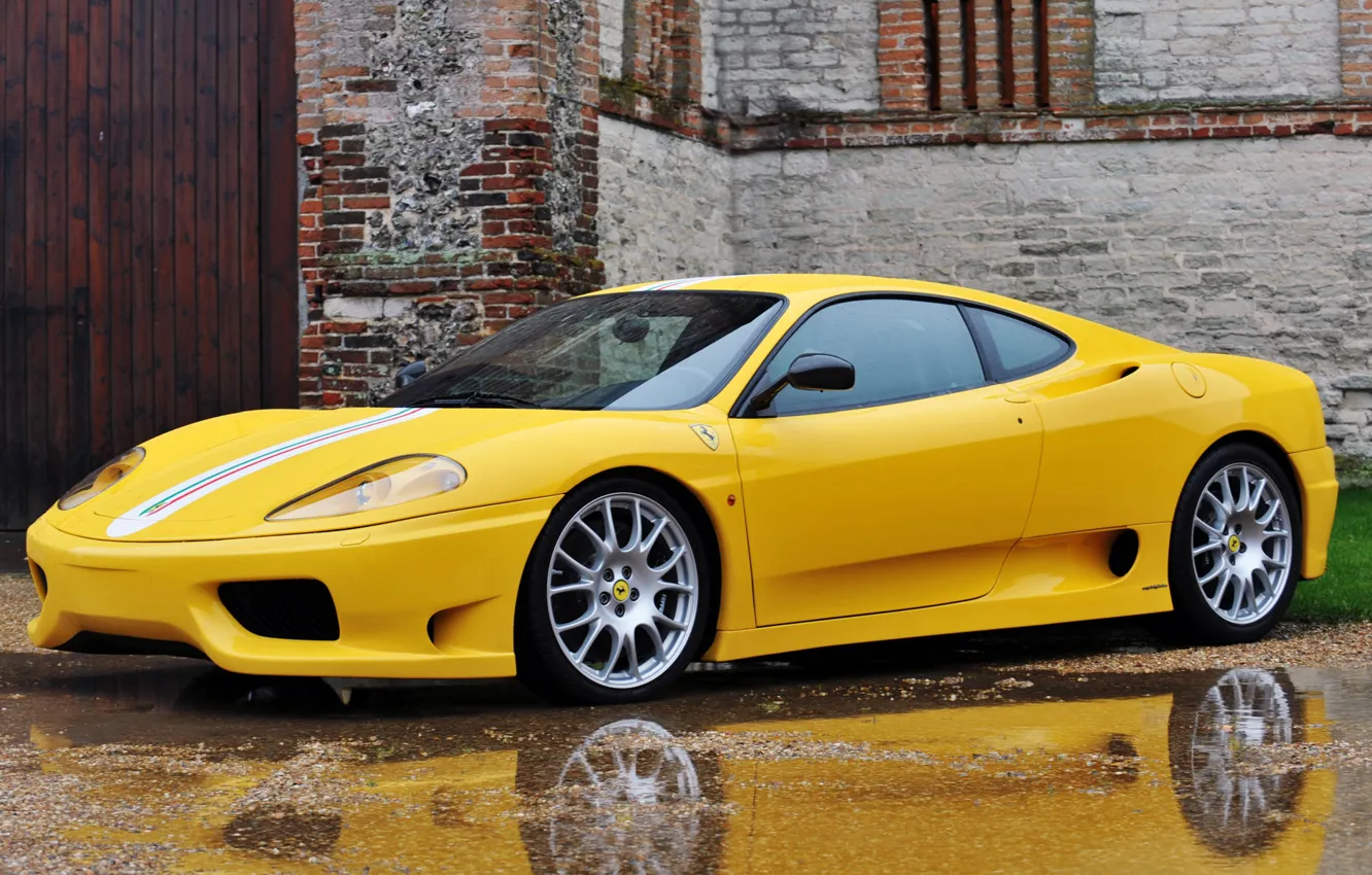 Фото обои желтый, здание, феррари, 360, Ferrari 360, Challenge Stradale